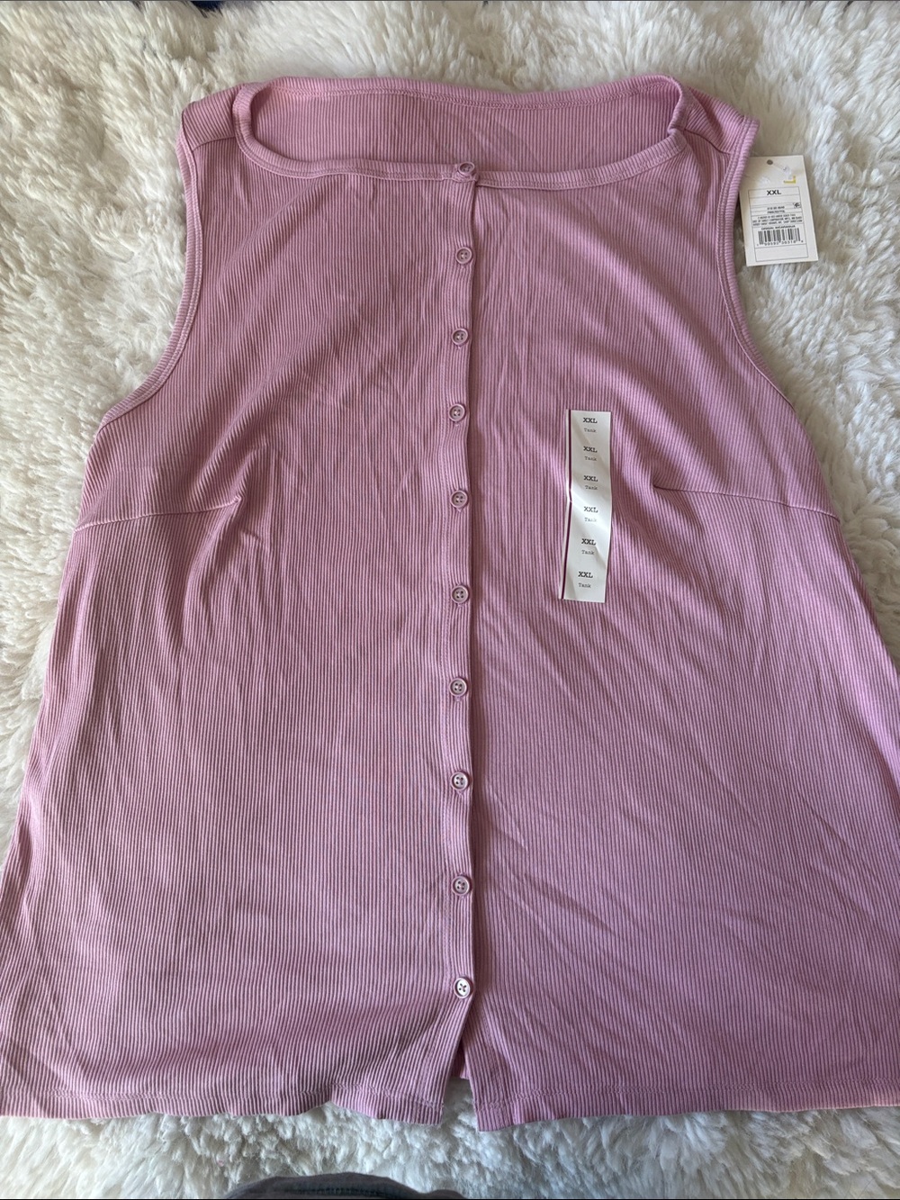 a new day Pink Ribbed Button-Front Sleeveless Tank
